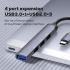 LDNIO DS-34U 4 in 1 USB C Type C HUB to USB3.0 Type-C 3 USB Splitter 4 Port Docking Station Charging Adapter for MacBook- Gray